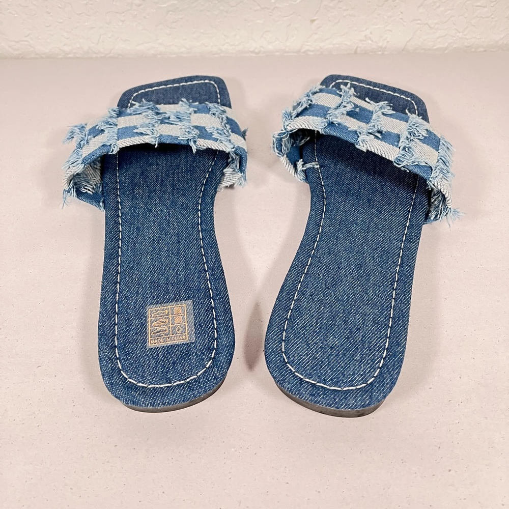 2 Pair Of Slide Sandals Denim & Orange - Picture 5 of 13